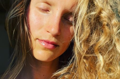 Face of a woman in the sun